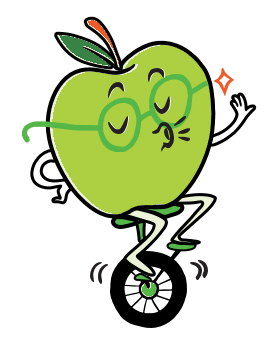 apple on a unicycle